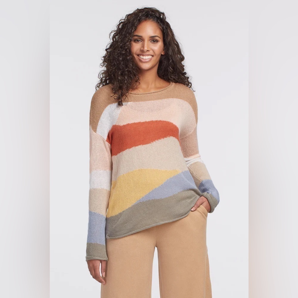 Tribal Colorful Intarsia Light Sweater Women’s Size XL